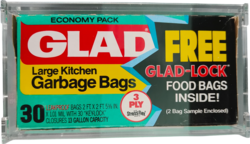 Large Kitchen garbage bags 13Gal Boîte plexiglass vue avant