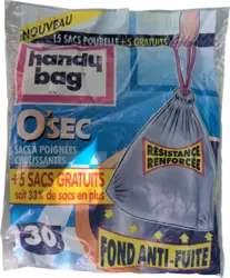 Lien coulissant O'sec 15 sacs + 5 gratuits 30L Pack vue avant