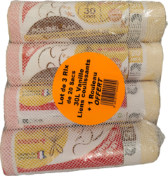 Lien coulissant Senteur vanille Pack de 3 rouleaux + 1 offert 30L Pack vue arrière